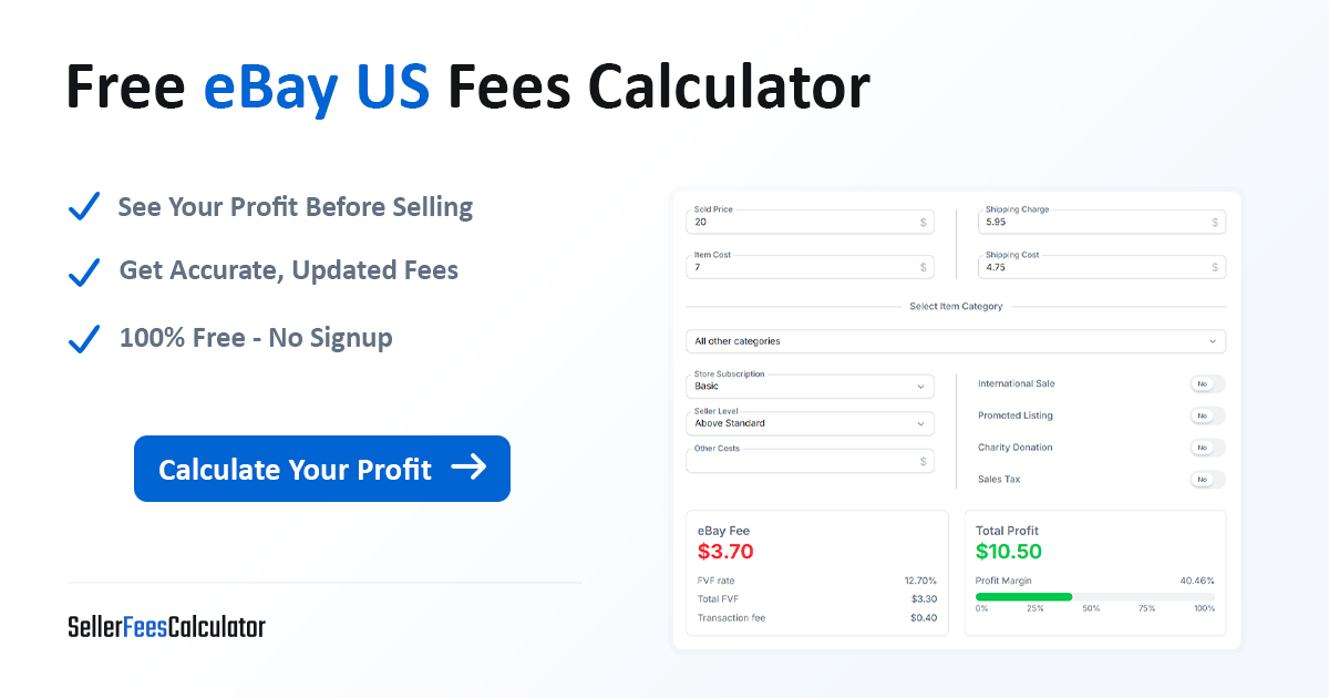 EBay US Fee Calculator Estimate Seller Fees Profits EBay US Fee Calculator Estimate Seller Fees Profits